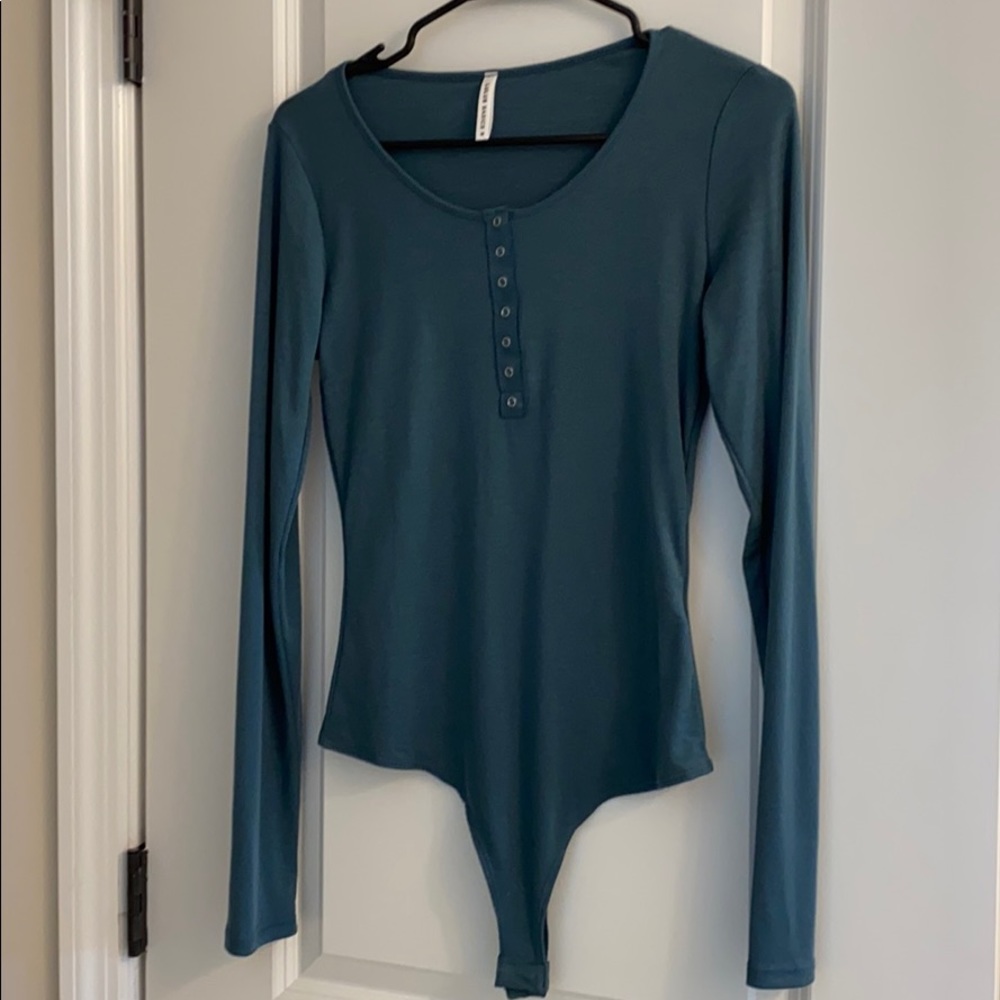 Blue long sleeve bodysuit